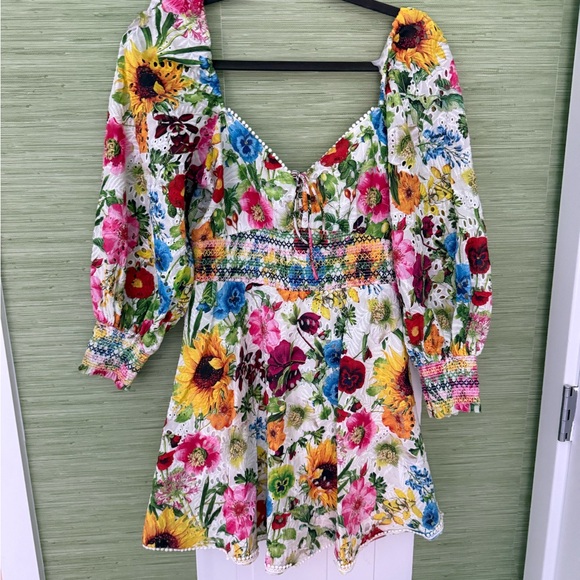 Alice + Olivia Vibrant Floral Crawford Printed Mini Dress - Picture 2 of 5